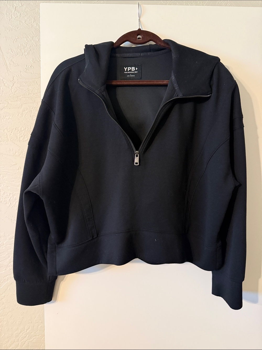 Abercrombie Women’s Black Half-Zip Hoodie Sweater